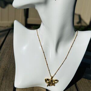 Elegant bow knot 18K gold plated stainless steel necklace, tarnish free